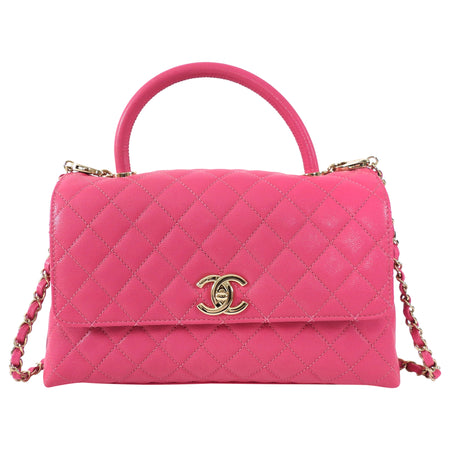 Chanel Pink Caviar Leather Medium Coco Top Handle Bag LGHW
