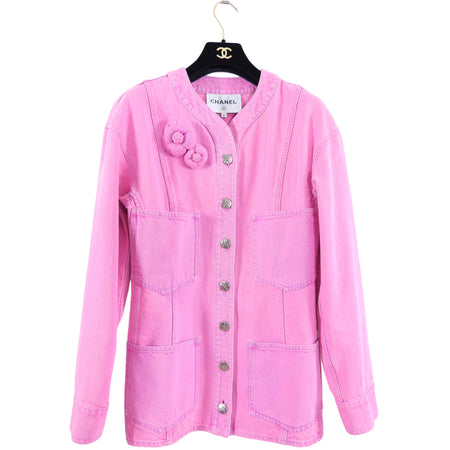 Chanel Spring 2021 Bright Pink Denim Jacket - FR36 / 4