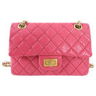 Chanel Hot Cherry Pink Aged Leather Mini 2.55 Reissue Flap Bag