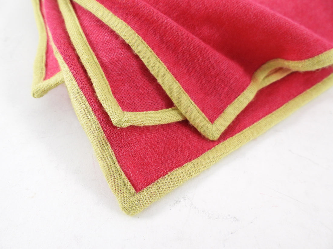 Chanel Cherry Pink and Lime Cashmere Pareo Wrap Shawl Scarf