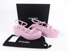Chanel 23C Pink Tweed Platform Sandal with Logo at Heel - 41