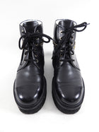 Chanel 2022 Black Leather Chain Platform Boots - 37.5 / 37