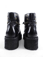 Chanel 2022 Black Leather Chain Platform Boots - 37.5 / 37