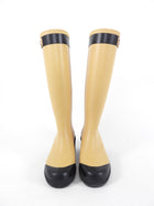 Chanel Beige and Black Tall Rubber Two-Tone Logo Rainboot - 37 / 6.5