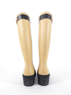 Chanel Beige and Black Tall Rubber Two-Tone Logo Rainboot - 37 / 6.5