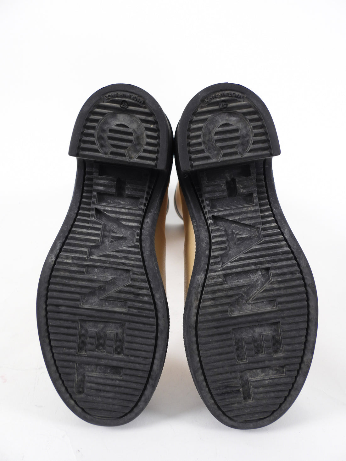 Chanel Beige and Black Tall Rubber Two-Tone Logo Rainboot - 37 / 6.5