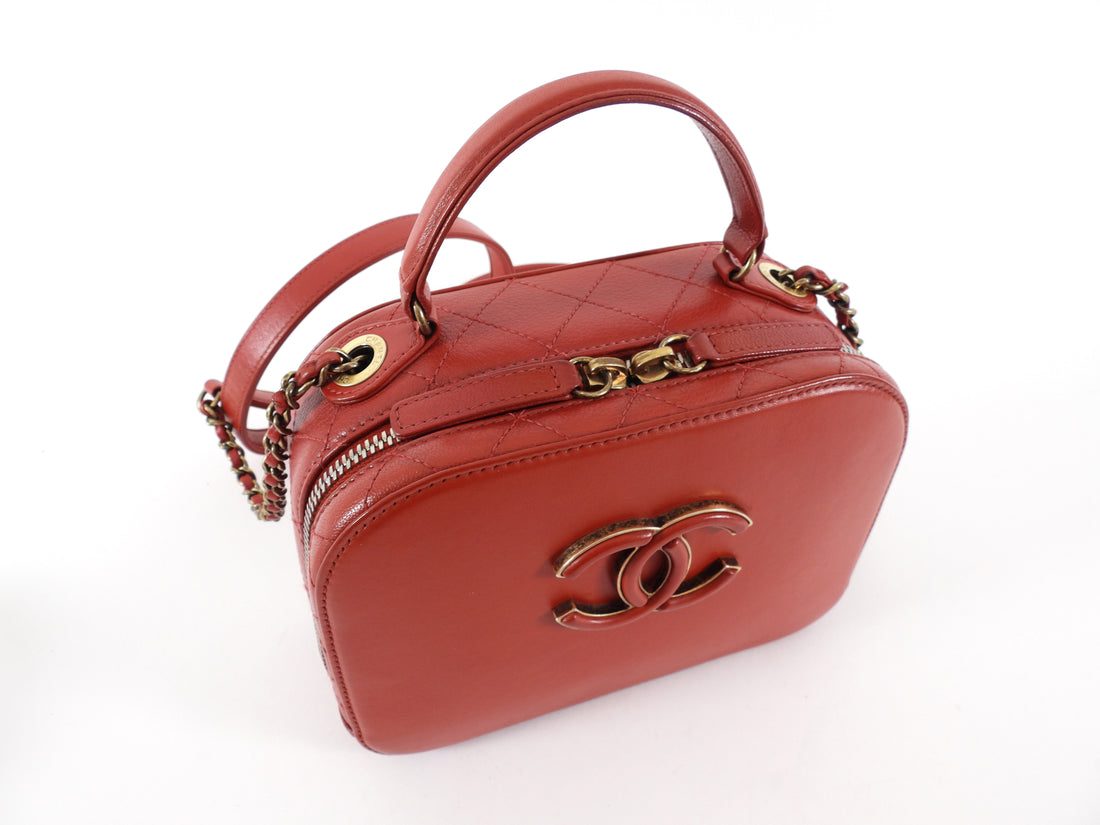 Chanel Paris-Rome Coco Curve Red Leather Vanity Case Bag