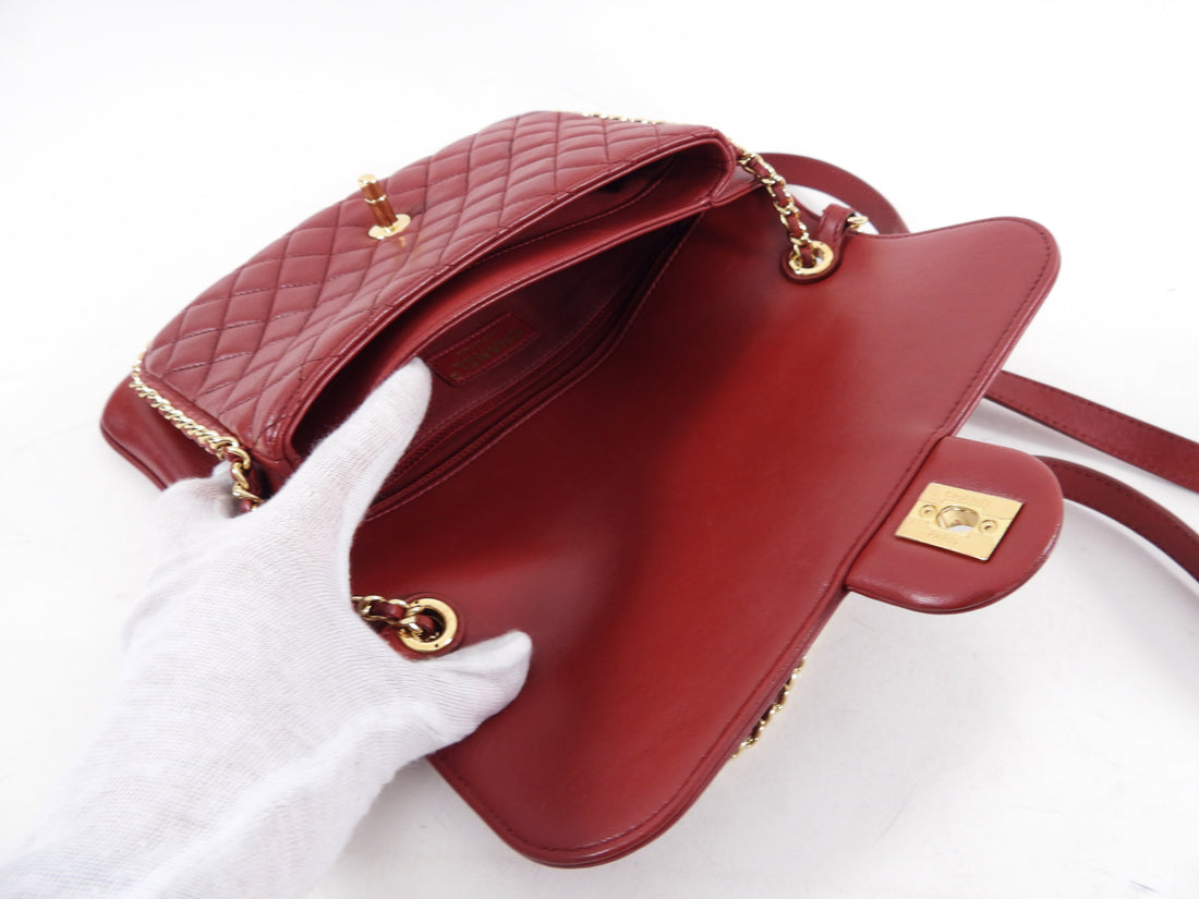 Two Way Flap Chanel Red Leather Chain Around Two-Way Flap Bag – I MISS YOU VINTAGE