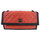 Chanel Red Quilted Leather Grosgrain Trim Chain Flap Bag