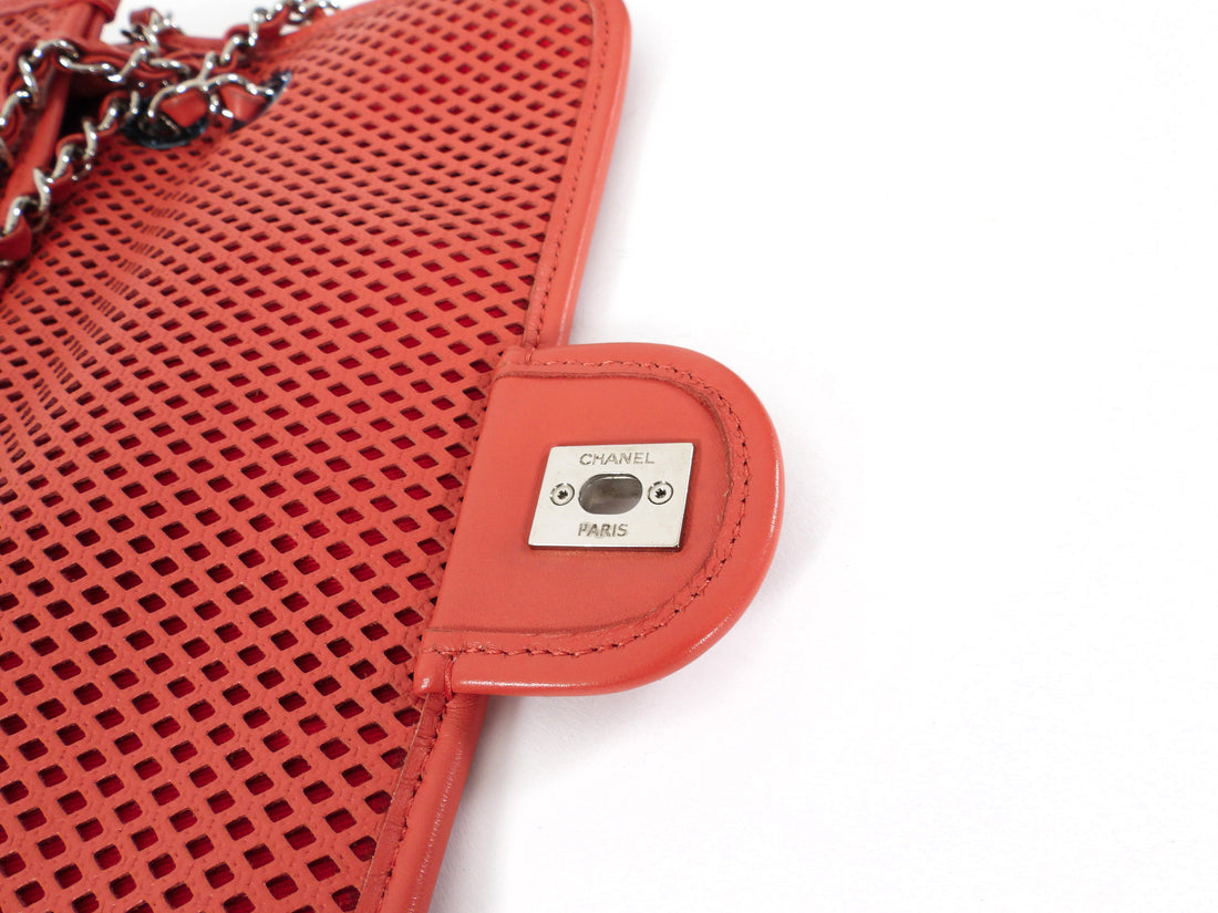 Chanel Red Perforated Leather Large Up In The Air Flap Bag