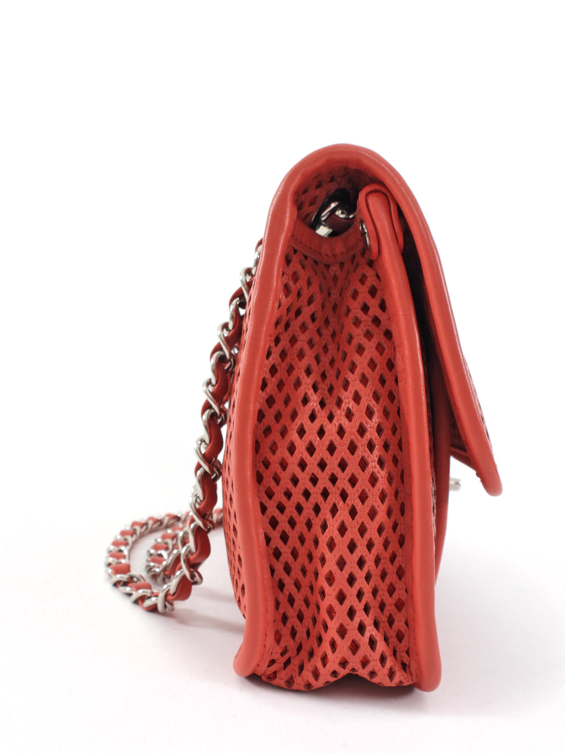 Chanel Red Perforated Leather Large Up In The Air Flap Bag