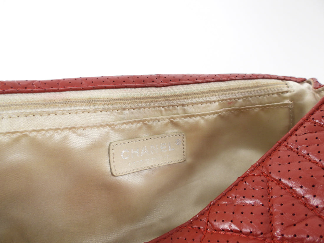 Chanel Vintage 2006 Red Perforated Leather Medium Flap Bag