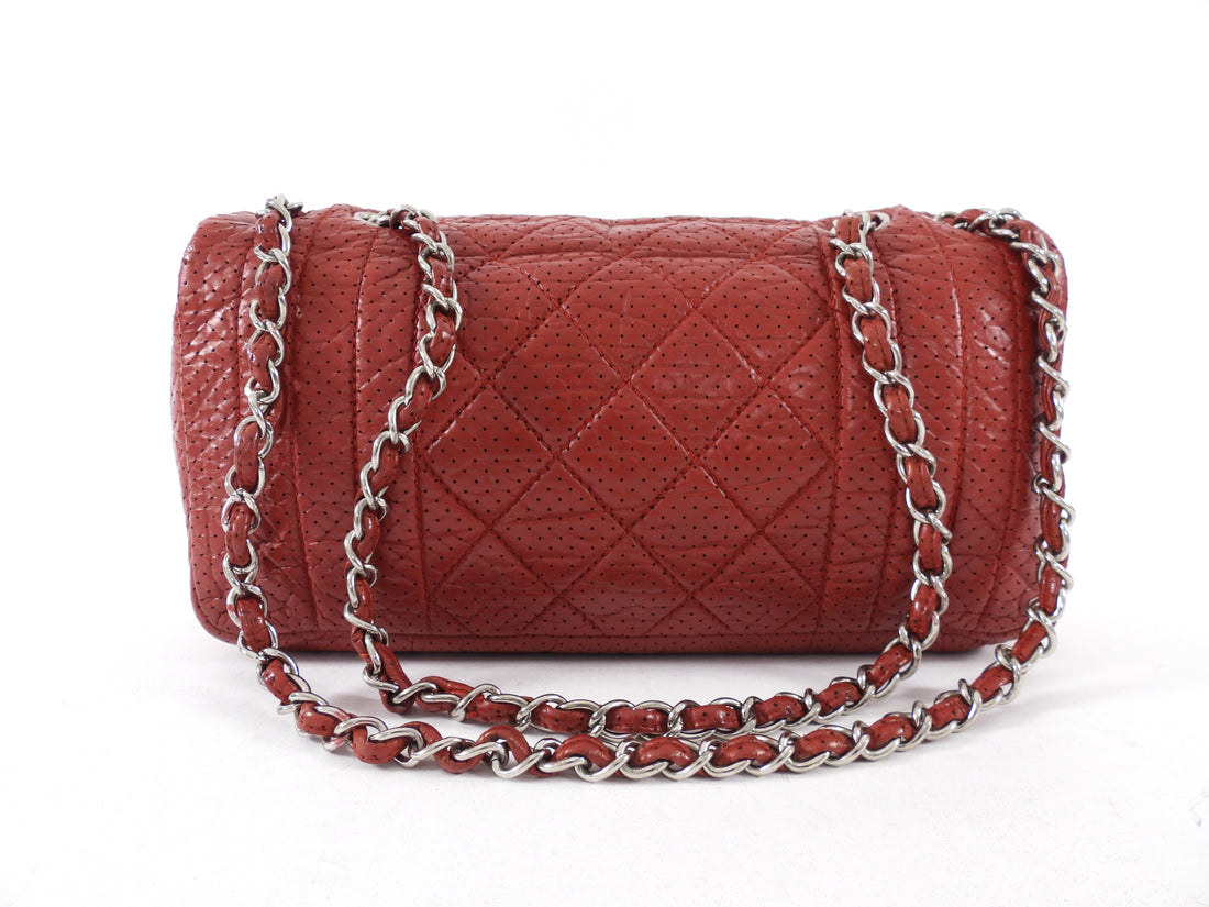 Chanel Vintage 2006 Red Perforated Leather Medium Flap Bag