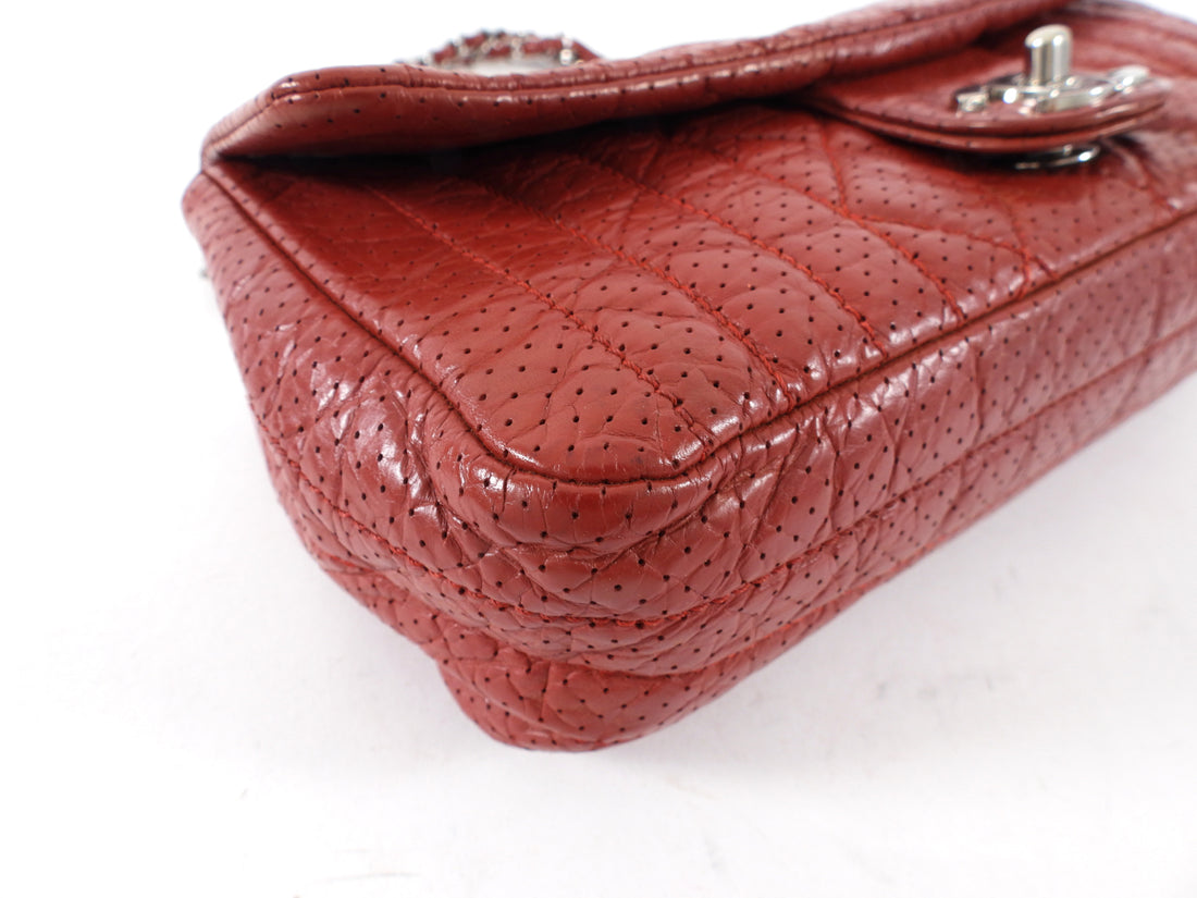 Chanel Vintage 2006 Red Perforated Leather Medium Flap Bag