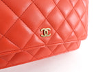 Chanel Red Quilted Leather Timeless Classic Wallet on Chain Bag