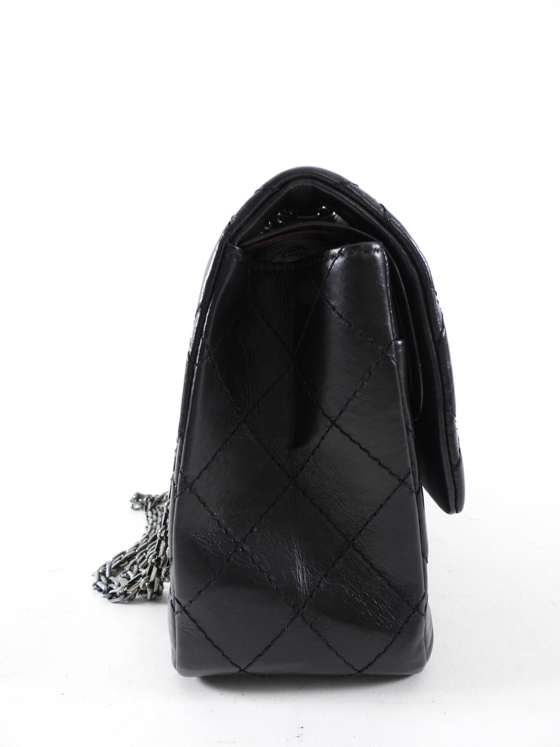 Chanel Black Aged Calfskin Reissue 2.55 227 Ruthenium Classic Flap Bag