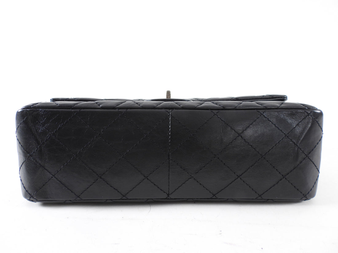 Chanel Black Aged Calfskin Reissue 2.55 227 Ruthenium Classic Flap Bag