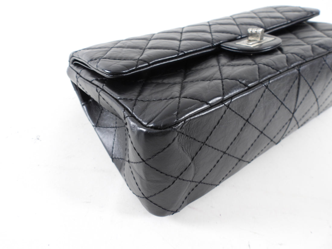 Chanel Black Aged Calfskin Reissue 2.55 227 Ruthenium Classic Flap Bag
