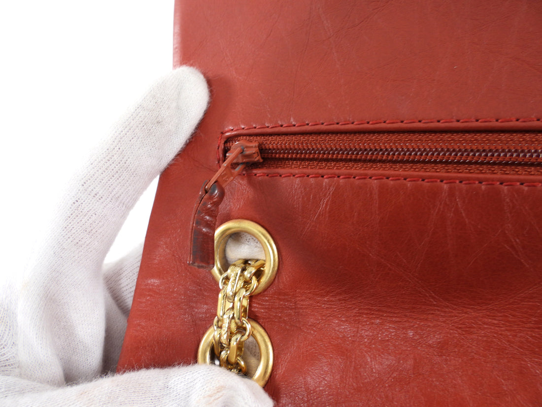 Chanel Red Aged Leather Reissue 2.55 Double Flap Bag GHW