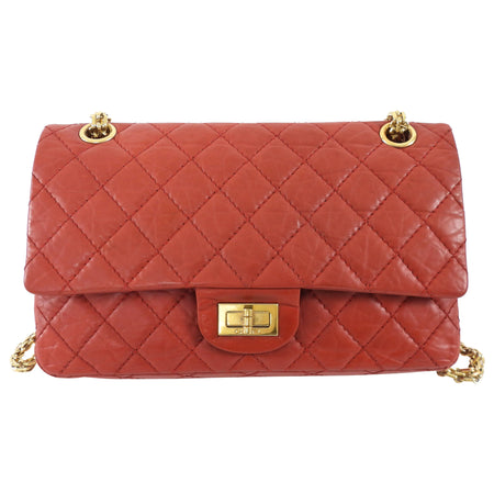Chanel Red Aged Leather Reissue 2.55 Double Flap Bag GHW