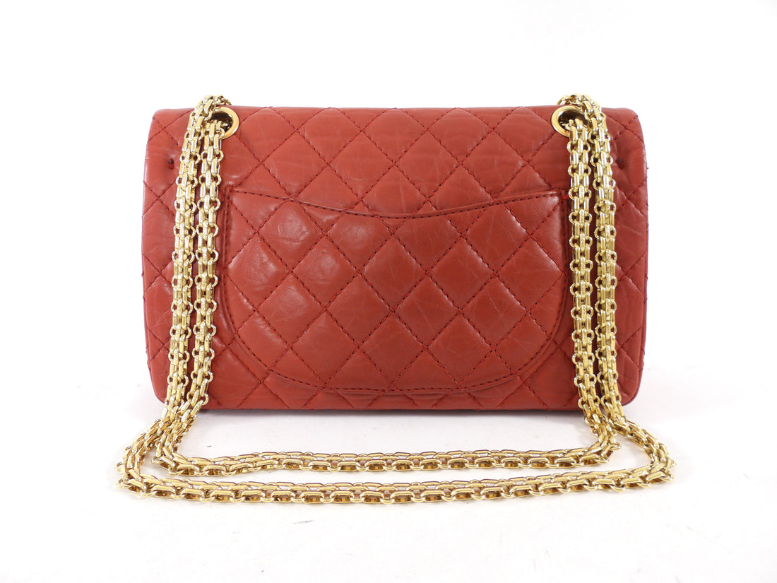Chanel Red Aged Leather Reissue 2.55 Double Flap Bag GHW