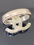 Chanel 10C Dark Grey Crystal CC Ring - 7