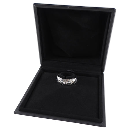 Chanel 18k White Gold Coco Crush Quilted Band Ring - 53 / 6.5