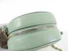 Chanel Mint Green Quilted Leather CC Strass Mini Round Clutch Bag