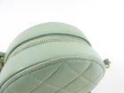 Chanel Mint Green Quilted Leather CC Strass Mini Round Clutch Bag