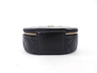 Chanel Black Leather Nano Ruch Top Handle Oval Evening Vanity Bag