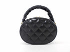 Chanel Black Leather Nano Ruch Top Handle Oval Evening Vanity Bag
