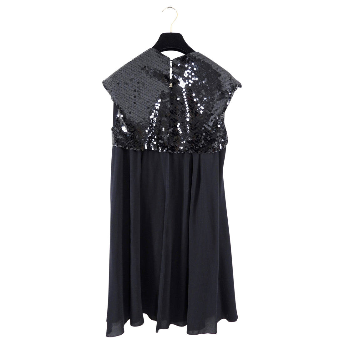 Chanel 07P Black Sequin Flare Dress with Gold Chains - FR40 / M I MISS YOU VINTAGE Chanel 07P Black Sequin Flare Dress with Gold Chains - FR40 / M I MISS YOU VINTAGE