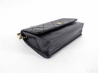 Chanel Black Top Stitch Leather Sheepskin WOC Wallet on Chain Bag