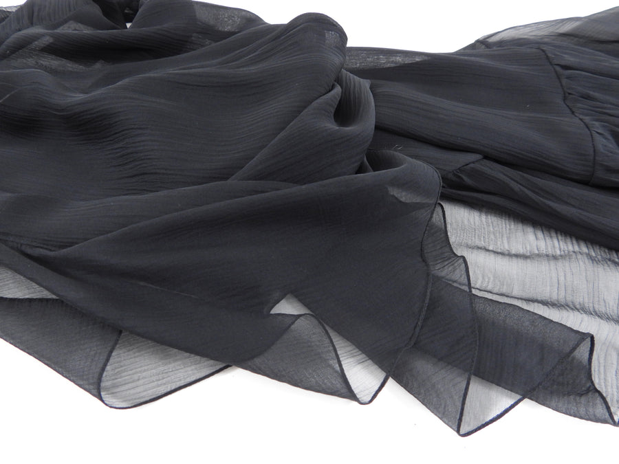 Chanel 2020 Fall Black Sheer Silk Chiffon Ruffle Gown - FR36 / 4
