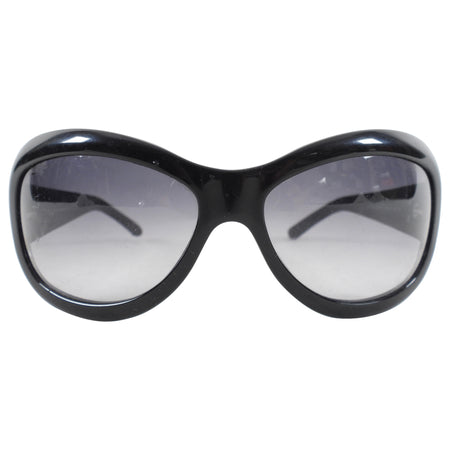 Chanel 5116 Black Acetate Wrap Sunglasses with Leather Arms