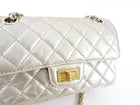 Chanel Silver Aged Leather Mini 2.55 Reissue Flap Bag