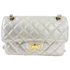 Chanel Silver Aged Leather Mini 2.55 Reissue Flap Bag