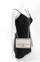 Chanel Silver Aged Leather Mini 2.55 Reissue Flap Bag