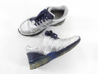 Chanel Silver Crackle Leather and Navy Sneakers - 36