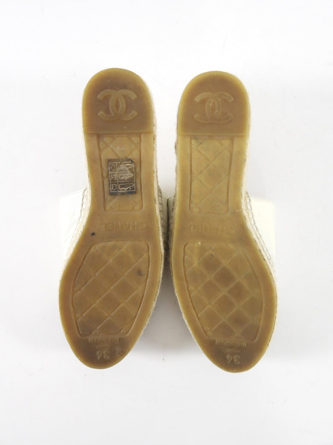 Chanel Black and White CC Cap Toe Flat Espadrille Slides - 34