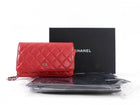 Chanel Timeless Classic Red Quilted Wallet on Chain with Enamel CC