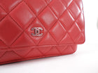 Chanel Timeless Classic Red Quilted Wallet on Chain with Enamel CC
