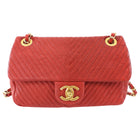 Chanel Surpique Chevron Red Quilted Small Flap Bag