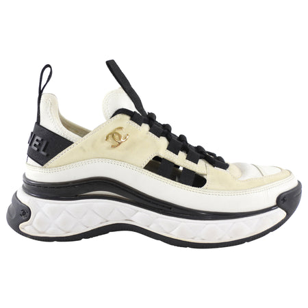 Chanel Interlocking CC Suede Logo Sneakers - 36
