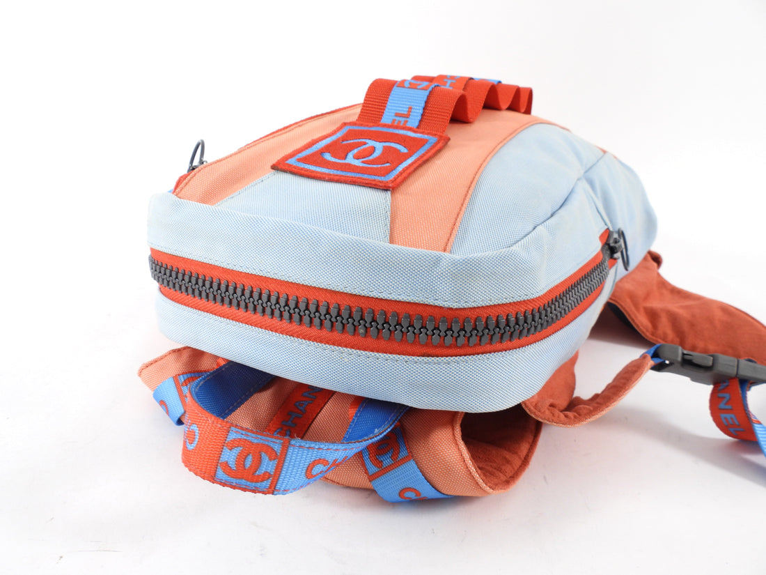 Chanel Sport Vintage 2002 Blue and Orange Canvas Backpack