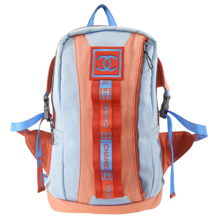 Chanel Sport Vintage 2002 Blue and Orange Canvas Backpack