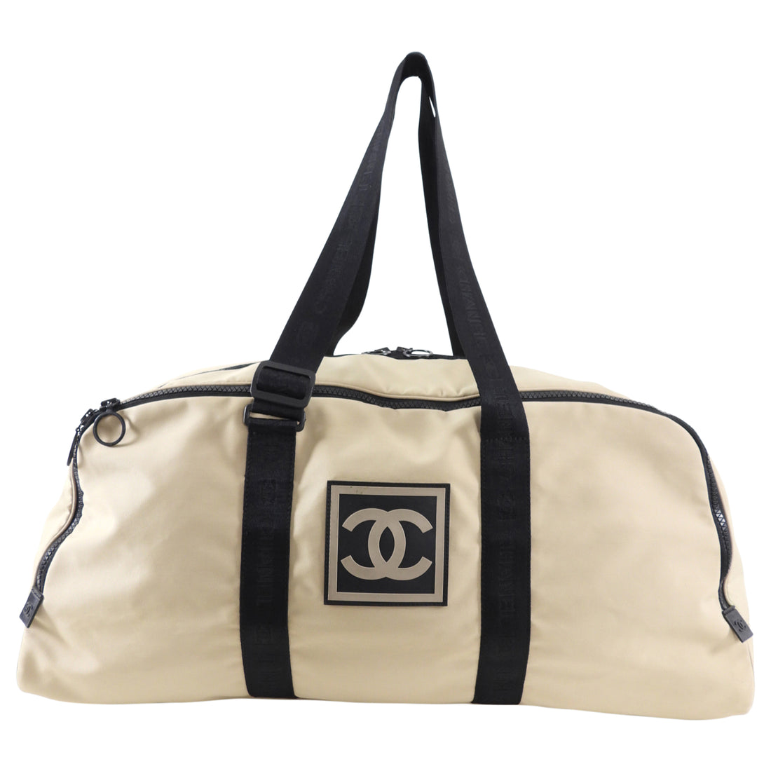 Chanel Sport Vintage 2002 XL Beige Nylon Travel Duffle Bag