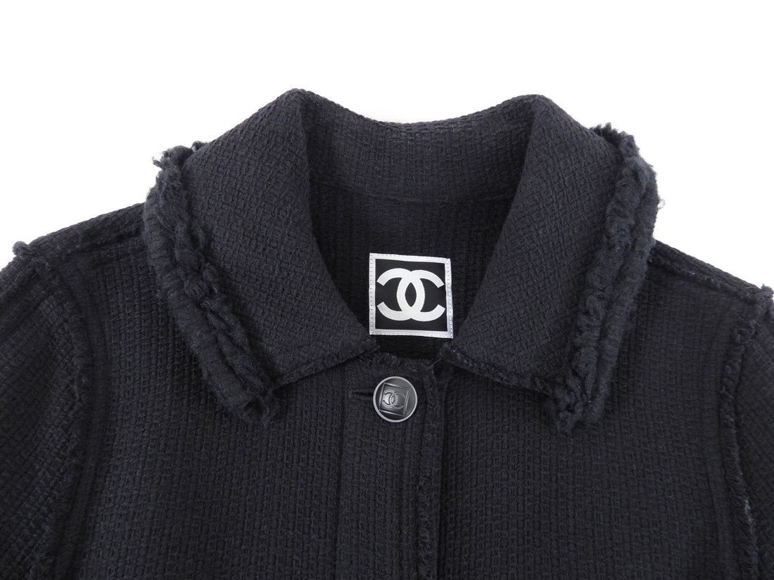 Chanel Sport 08A Black Tweed Wool Jacket - 8 / M