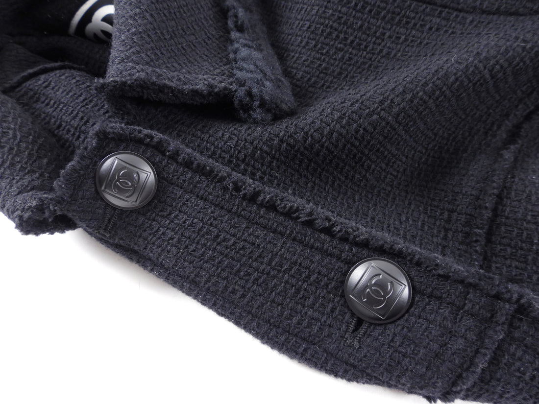 Chanel Sport 08A Black Tweed Wool Jacket - 8 / M