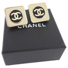 Chanel 23C Square Black and Beige CC Enamel Earrings